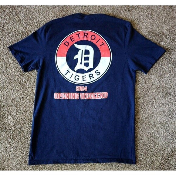 Detroit Tigers T-Shirt Men's Medium Navy Blue Short Sleeve - Picture 4 of 7